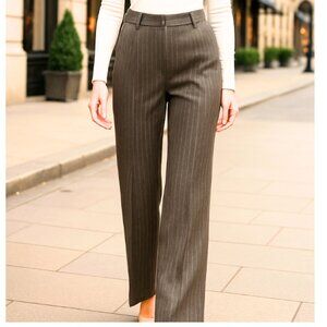 NWOT Super Soft Wide Leg Gray White Pinstripe Pants Trousers
